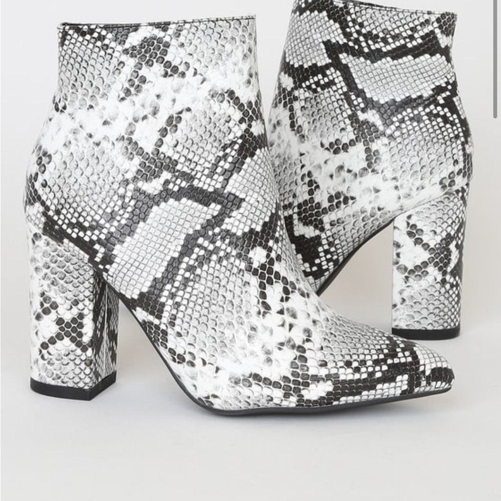 Lulu’s snakeskin booties